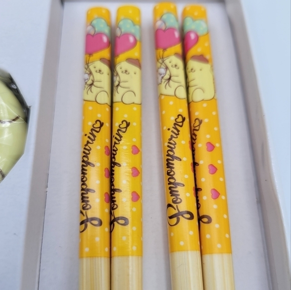 New Sanrio PomPomPurin 2 chopstick & 2 chopstick rest set - Picture 4 of 5
